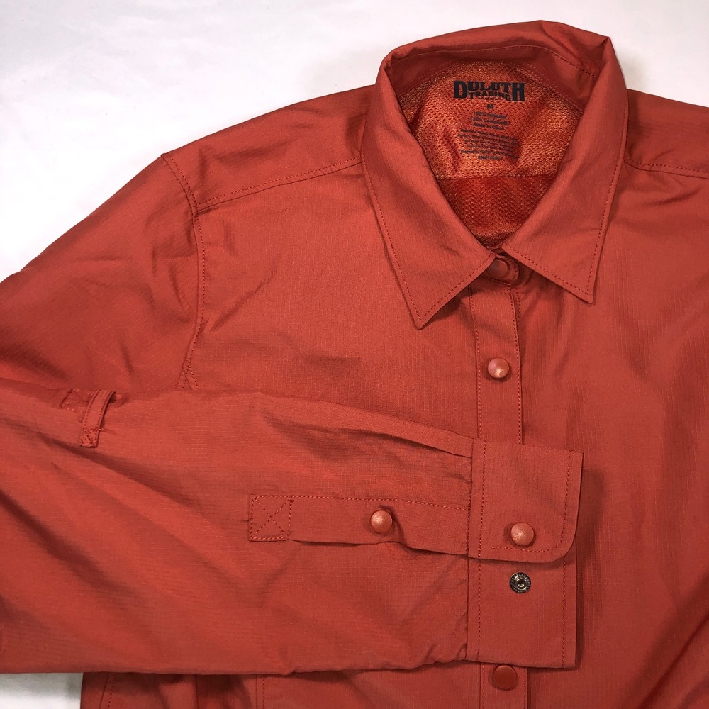 Duluth Trading Co Armachillo Shirt Womens Medium Orange Long Sleeve Hiking Top